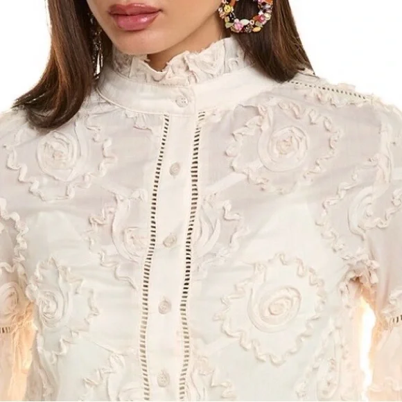 Garcia Floral Ribbon Blouse in Ivory Large - Picture 2 of 11